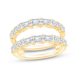 Lab-Grown Diamonds by KAY Emerald-Cut & Round-Cut Enhancer Ring 2 ct tw 14K Yellow Gold