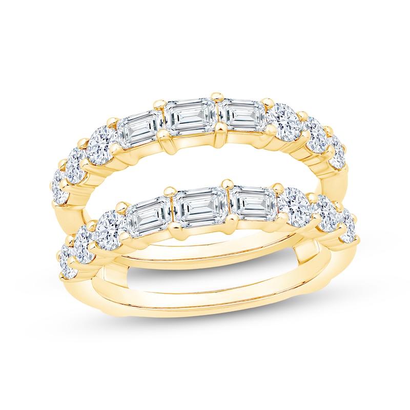 Main Image 1 of Lab-Grown Diamonds by KAY Emerald-Cut & Round-Cut Enhancer Ring 2 ct tw 14K Yellow Gold