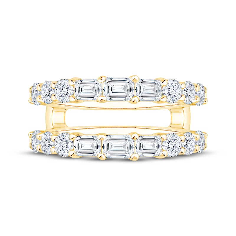 Main Image 3 of Lab-Grown Diamonds by KAY Emerald-Cut & Round-Cut Enhancer Ring 2 ct tw 14K Yellow Gold