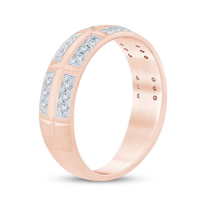 Main Image 2 of Men's Diamond Trios Wedding Band 1/3 ct tw 10K Rose Gold