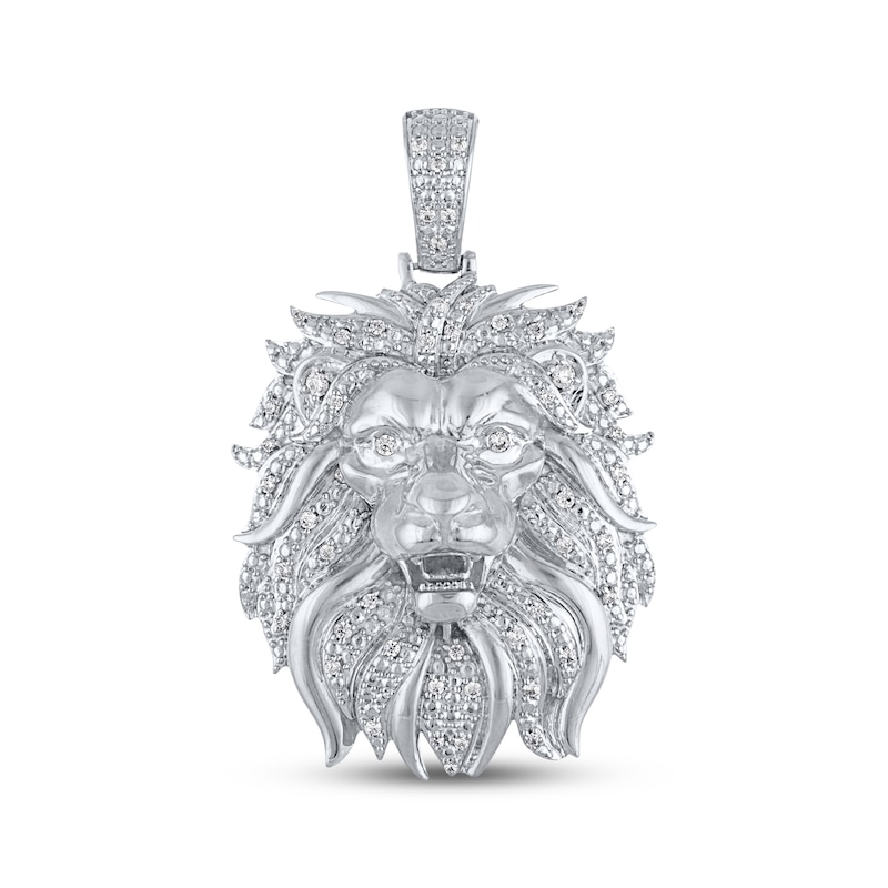 Main Image 1 of Men's Diamond Lion Head Charm 1/2 ct tw Sterling Silver