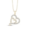 Thumbnail Image 1 of Baguette & Round-Cut Diamond Double Heart Necklace 1/6 ct tw 10K Yellow Gold 18&quot;