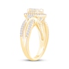 Thumbnail Image 2 of Now + Forever Princess-Cut Quad Diamond Double Halo Engagement Ring 5/8 ct tw 14K Yellow Gold