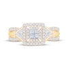 Thumbnail Image 3 of Now + Forever Princess-Cut Quad Diamond Double Halo Engagement Ring 5/8 ct tw 14K Yellow Gold