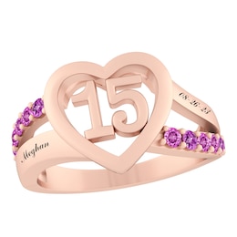 Color Stone Quinceanera Heart Ring