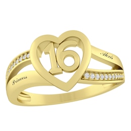 1/15 ct tw Diamond Sweet '16' Heart Ring (2 Lines)