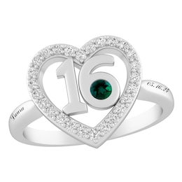 Color Stone Sweet 16 Heart Ring