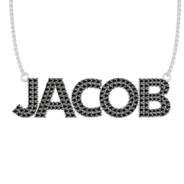 Black Spinel Nameplate Necklace (1 Name)