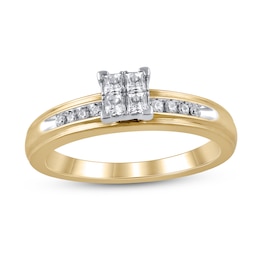 Now + Forever Diamond Engagement Ring 1/4 ct tw Princess/Round-cut 10K Two-tone Gold