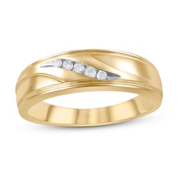 Now + Forever Men's Diamond Wedding Band 1/10 ct tw 10K Yellow Gold