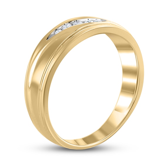 Men's Diamond Wedding Band 1/10 ct tw 10K Yellow Gold | Mens Bands ...