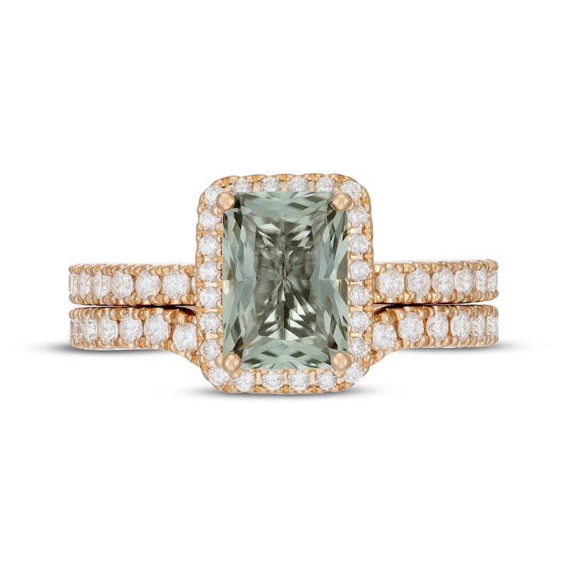 Main Image 3 of Neil Lane Emerald-Cut Green Quartz Bridal Set 1 ct tw Diamonds 14K Yellow Gold