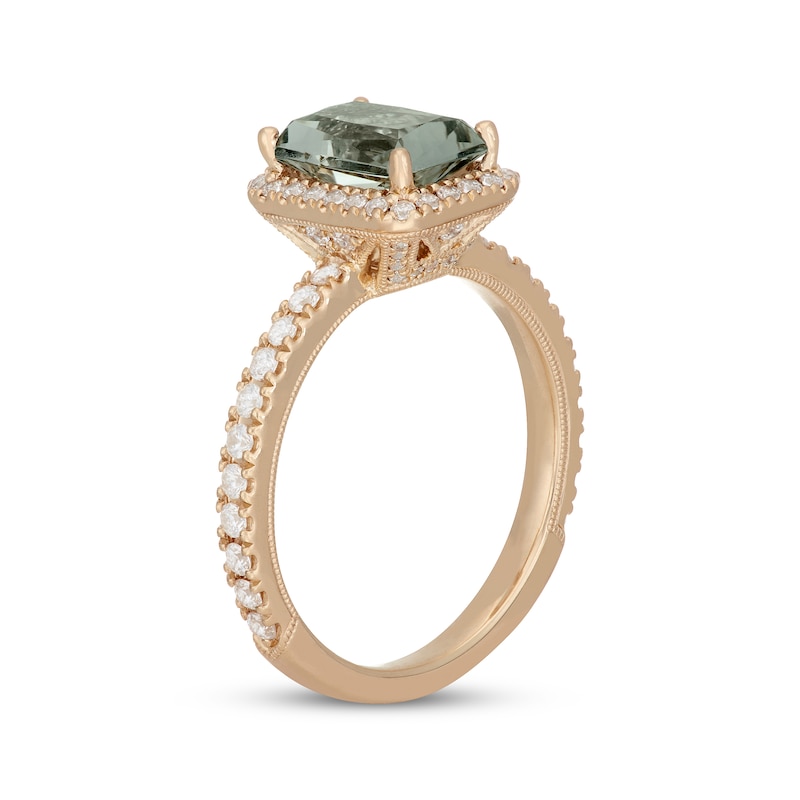 Main Image 5 of Neil Lane Radiant-Cut Green Quartz & Diamond Engagement Ring 5/8 ct tw 14K Yellow Gold