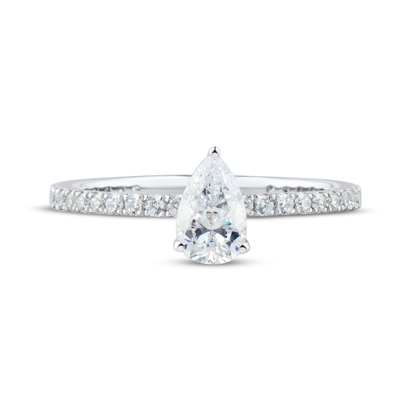 Main Image 3 of Certified Pear-Shaped Diamond Engagement Ring 3/4 ct tw Platinum