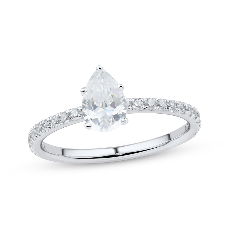 Main Image 1 of Certified Pear-Shaped Diamond Engagement Ring 1 ct tw Platinum