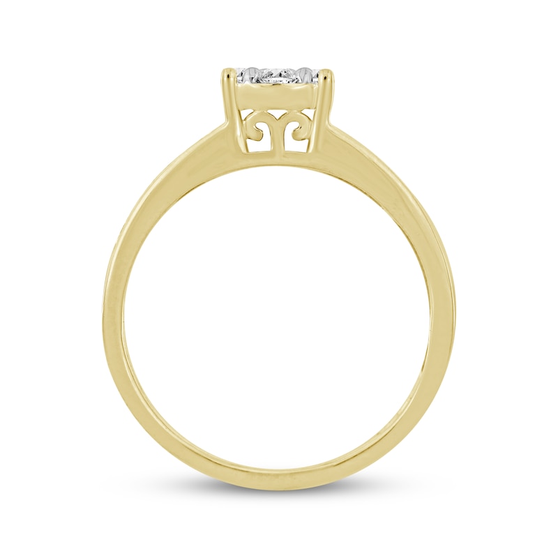 Multi-Diamond Center Engagement Ring 1/2 ct tw Round-cut 14K Yellow Gold