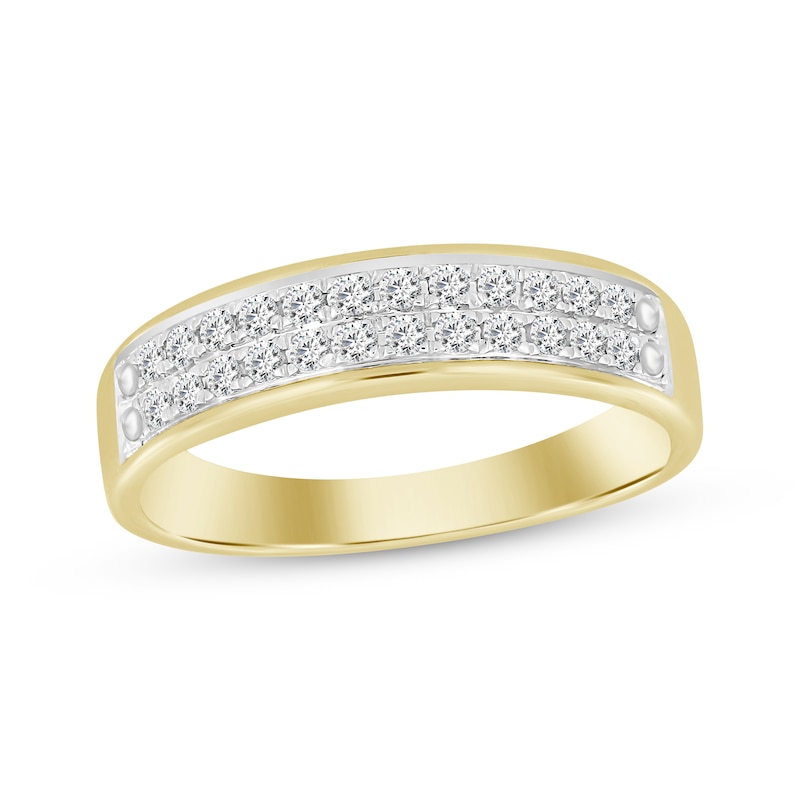 Main Image 1 of Now + Forever Double-Row Round-cut Diamond Wedding Band 1/5 ct tw 14K Yellow Gold