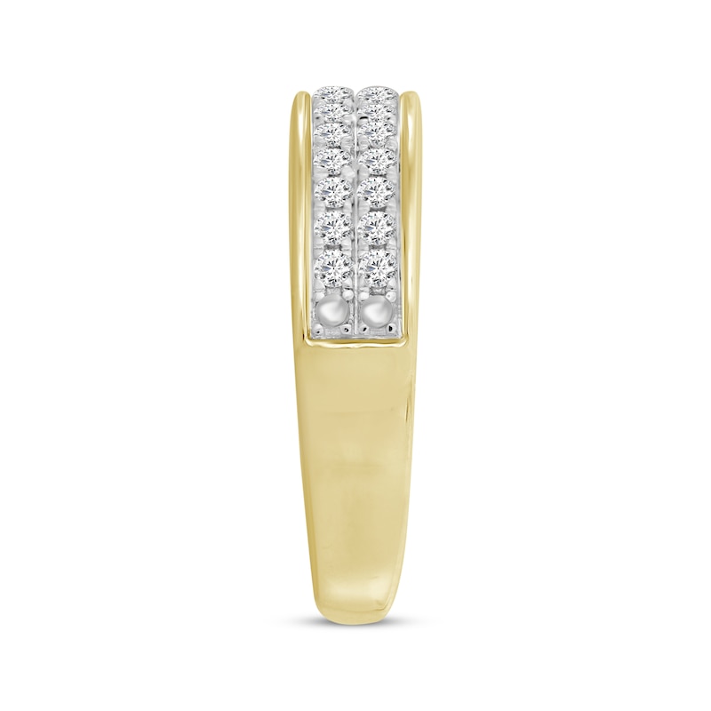 Main Image 2 of Now + Forever Double-Row Round-cut Diamond Wedding Band 1/5 ct tw 14K Yellow Gold