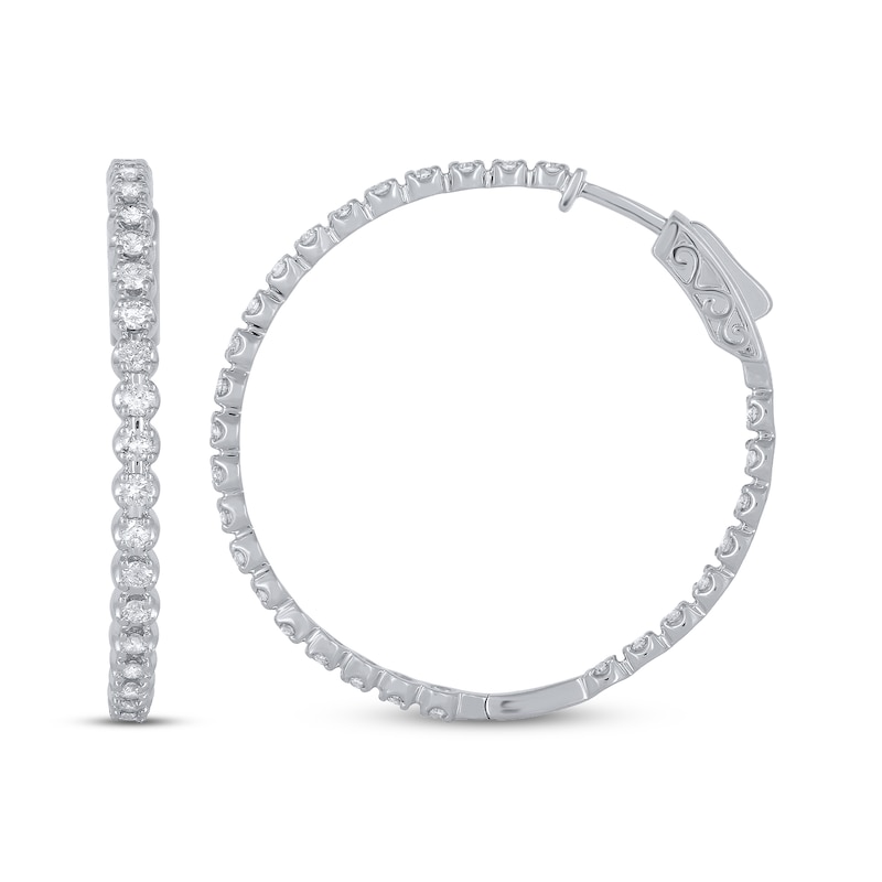 Main Image 1 of Lab-Grown Diamonds by KAY Inside-Out Hoop Earrings 2 ct tw 14K White Gold