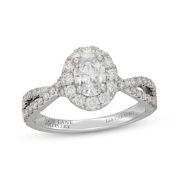 Neil Lane Artistry Oval-Cut Lab-Grown Diamond Halo Engagement Ring 1-1/2 ct tw 14K White Gold