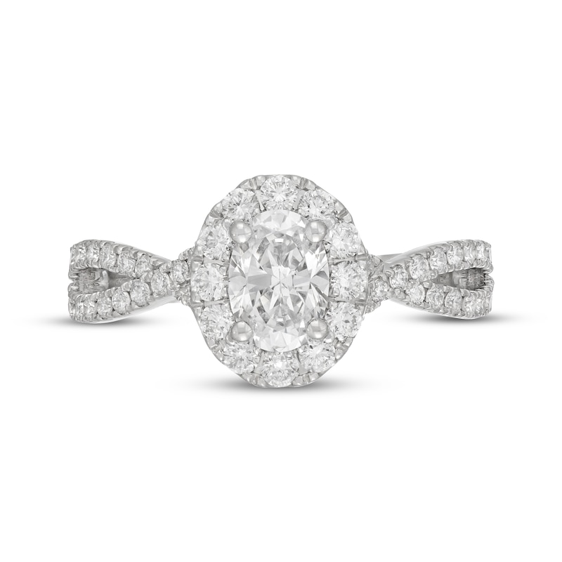 Main Image 3 of Neil Lane Artistry Oval-Cut Lab-Grown Diamond Halo Engagement Ring 1-1/2 ct tw 14K White Gold