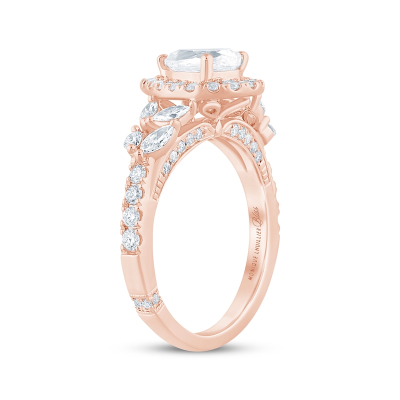 Monique Lhuillier Bliss Pear-Shaped  Lab-Grown diamond Halo Engagement Ring 1-7/8 ct tw 18K Rose Gold