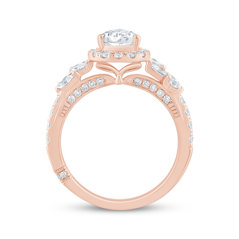 Monique Lhuillier Bliss Pear-Shaped Lab-Created Diamond Halo Engagement ...