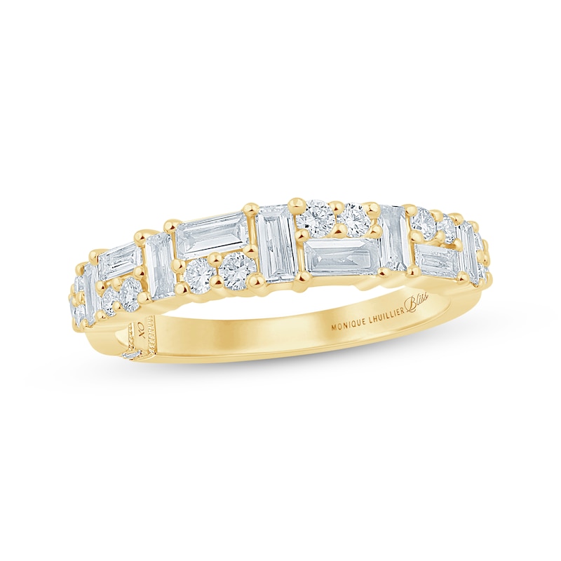 Main Image 1 of Monique Lhuillier Bliss Baguette & Round-Cut Lab-Grown Diamond Anniversary Ring 5/8 ct tw 18K Yellow Gold