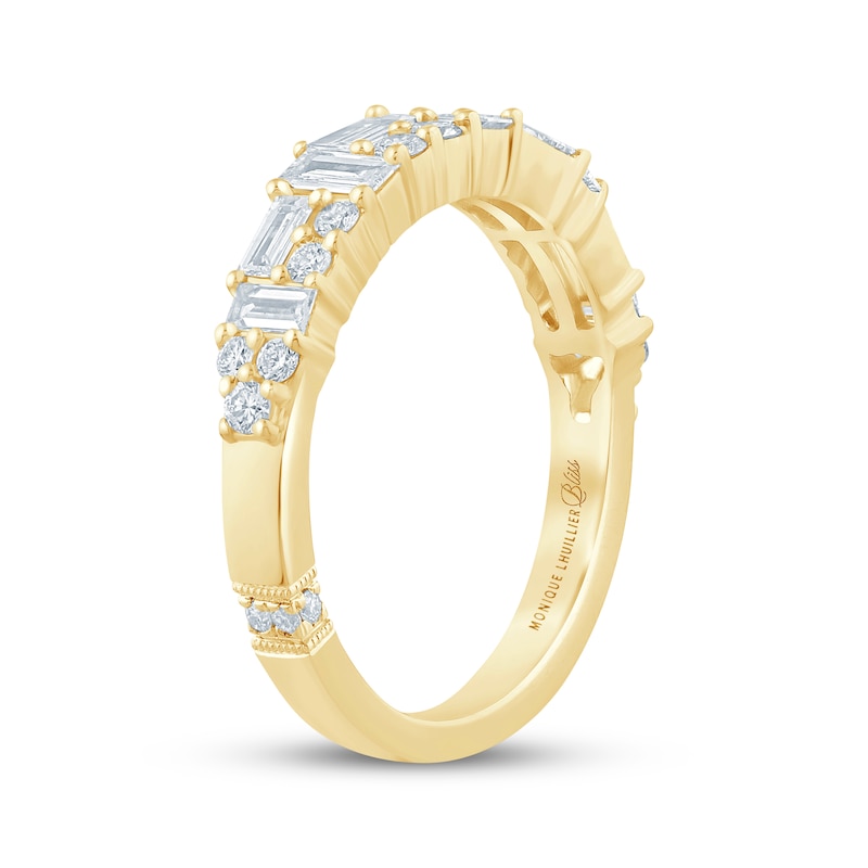 Monique Lhuillier Bliss Baguette & Round-Cut  Lab-Grown diamond Anniversary Ring 5/8 ct tw 18K Yellow Gold