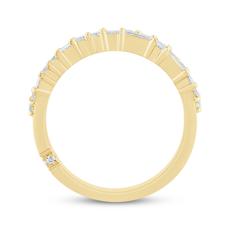 Main Image 3 of Monique Lhuillier Bliss Baguette & Round-Cut Lab-Grown Diamond Anniversary Ring 5/8 ct tw 18K Yellow Gold