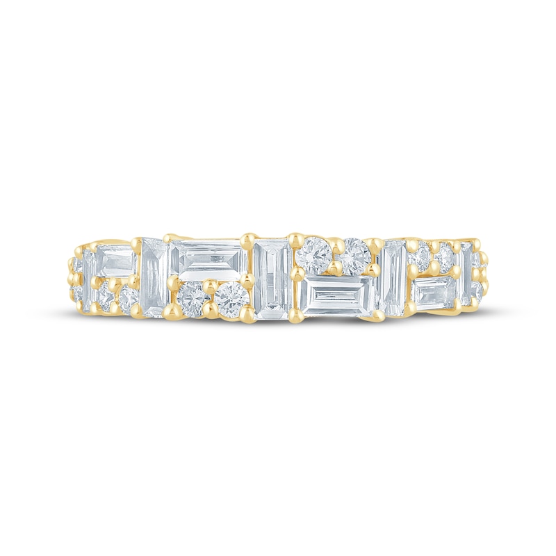 Main Image 4 of Monique Lhuillier Bliss Baguette & Round-Cut Lab-Grown Diamond Anniversary Ring 5/8 ct tw 18K Yellow Gold