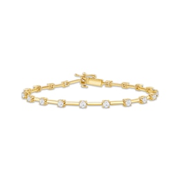 Lab-Created Diamonds by KAY Alternating Bar Link Bracelet 2 ct tw 10K Yellow Gold 7.25&quot;
