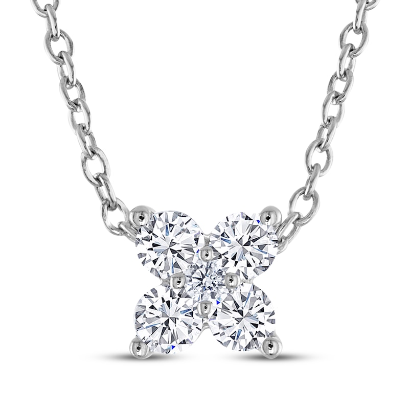 Main Image 1 of THE LEO Diamond Flower Necklace 1/4 ct tw 14K White Gold 19&quot;