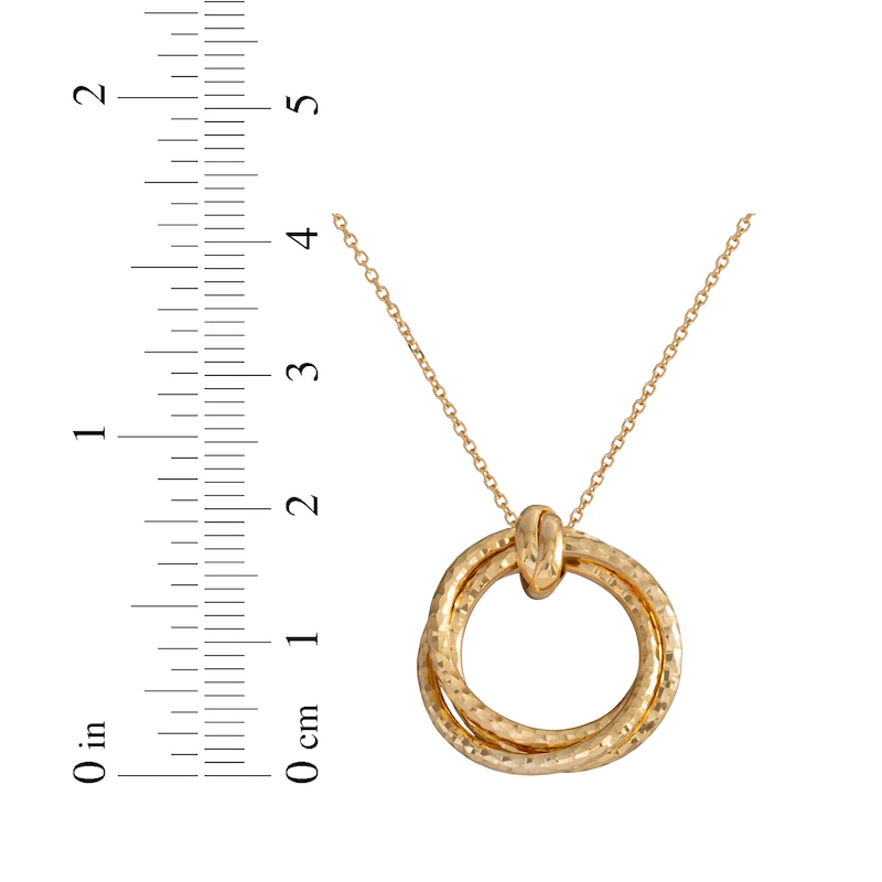 Main Image 3 of Italian Brilliance Textured Circle Necklace 14K Yellow Gold 18&quot;