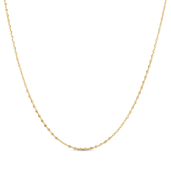 Solid Diamond-Cut Cube Bead Chain Link Necklace 1.05mm 14K Yellow Gold 18"