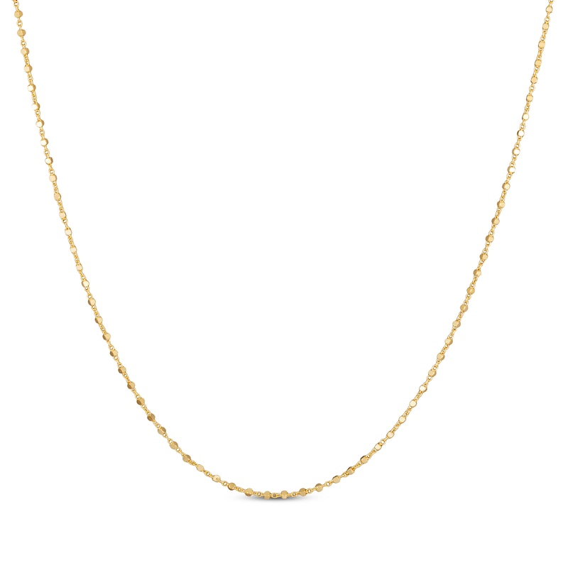 Main Image 1 of Solid Diamond-Cut Cube Bead Chain Link Necklace 1.05mm 14K Yellow Gold 18&quot;