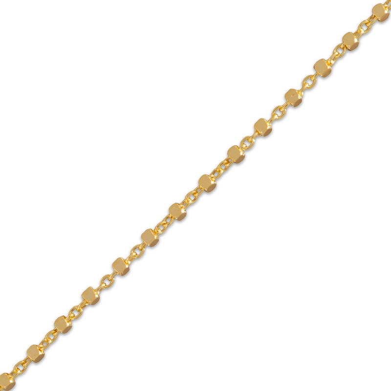 Main Image 2 of Solid Diamond-Cut Cube Bead Chain Link Necklace 1.05mm 14K Yellow Gold 18&quot;