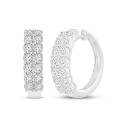 KAY Lab-Grown Diamonds Two-Row Hoop Earrings 1 ct tw 10K White Gold