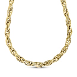 Rope Chain Necklace 7.3mm Hollow 10K Yellow Gold 20&quot;