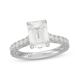 Neil Lane Artistry Heritage Emerald-Cut  Lab-Grown diamond Engagement Ring 3-5/8 ct tw Platinum