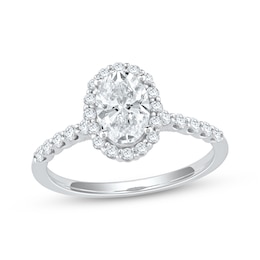 Now + Forever Lab-Grown Diamonds Oval-Cut Halo Engagement Ring 1-1/2 ct tw 14K White Gold