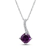 Thumbnail Image 1 of Cushion-Cut Rhodolite Garnet & Diamond Drop Necklace 1/20 ct tw 10K White Gold 18&quot;