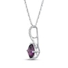 Thumbnail Image 2 of Cushion-Cut Rhodolite Garnet & Diamond Drop Necklace 1/20 ct tw 10K White Gold 18&quot;