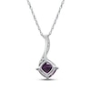 Thumbnail Image 3 of Cushion-Cut Rhodolite Garnet & Diamond Drop Necklace 1/20 ct tw 10K White Gold 18&quot;