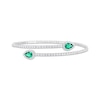 Thumbnail Image 1 of Pear-Shaped Lab-Created Emerald & White Lab-Created Sapphire Flex Bangle Bracelet Sterling Silver