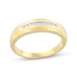 Men's Diamond Wedding Band 1/10 ct tw 10K Yellow Gold