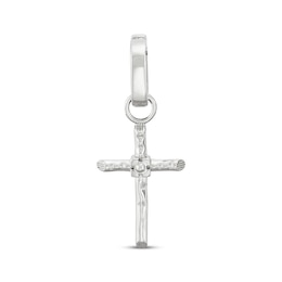 Charmed Memories Wood-Textured Cross Charm Sterling Silver