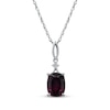 Thumbnail Image 1 of Cushion-Cut Rhodolite Garnet & Diamond Accent Drop Necklace 10K White Gold 18&quot;