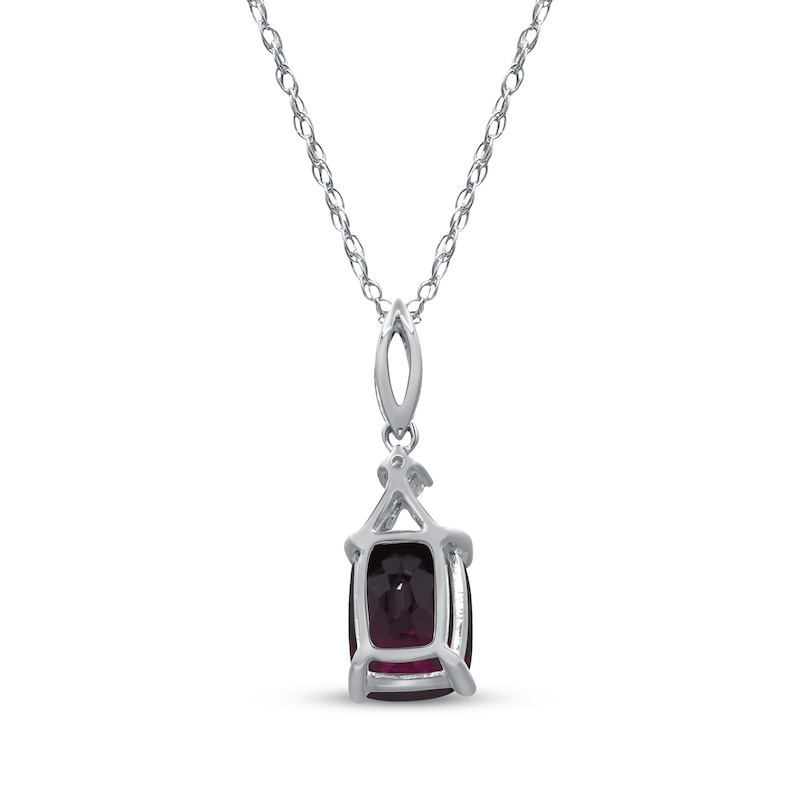 Main Image 3 of Cushion-Cut Rhodolite Garnet & Diamond Accent Drop Necklace 10K White Gold 18&quot;