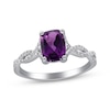 Thumbnail Image 1 of Cushion-Cut Rhodolite Garnet & Diamond Twist Shank Ring 1/6 ct tw 10K White Gold